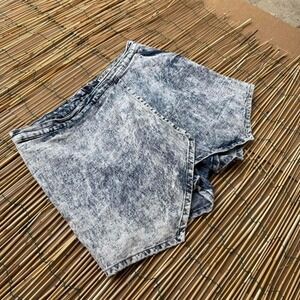 Y2K Vintage Style Acid Wash Denim Skort Shorts‎ Size 16 Skirt Shorts Stretch